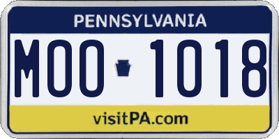 PA license plate MOO1018