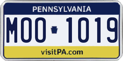 PA license plate MOO1019