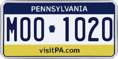 PA license plate MOO1020