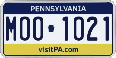PA license plate MOO1021