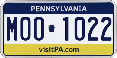 PA license plate MOO1022