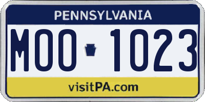 PA license plate MOO1023