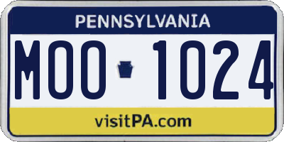 PA license plate MOO1024