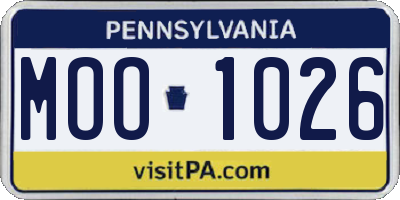 PA license plate MOO1026