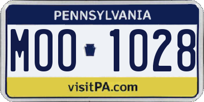 PA license plate MOO1028