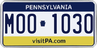 PA license plate MOO1030