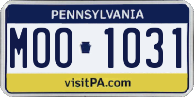 PA license plate MOO1031