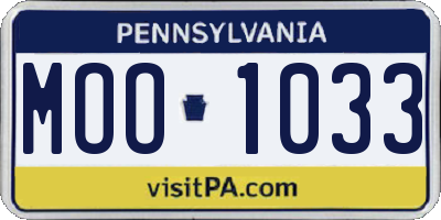 PA license plate MOO1033