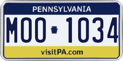 PA license plate MOO1034