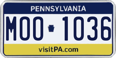 PA license plate MOO1036