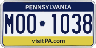 PA license plate MOO1038