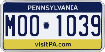PA license plate MOO1039
