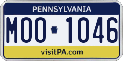PA license plate MOO1046
