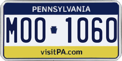 PA license plate MOO1060
