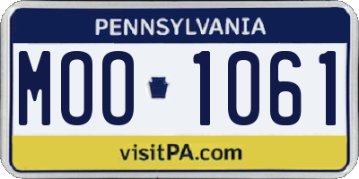 PA license plate MOO1061