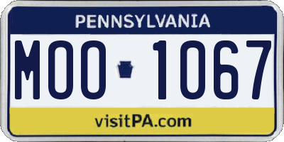 PA license plate MOO1067