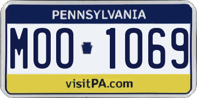 PA license plate MOO1069