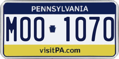 PA license plate MOO1070