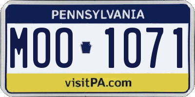 PA license plate MOO1071
