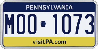 PA license plate MOO1073