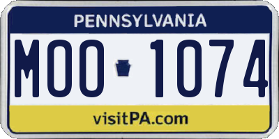 PA license plate MOO1074