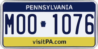 PA license plate MOO1076
