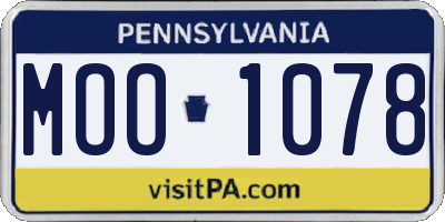 PA license plate MOO1078