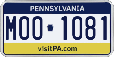 PA license plate MOO1081