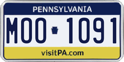 PA license plate MOO1091