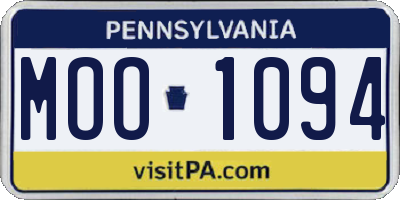 PA license plate MOO1094