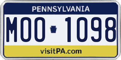 PA license plate MOO1098