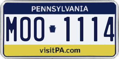PA license plate MOO1114