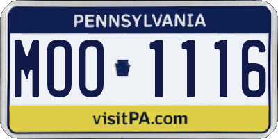 PA license plate MOO1116