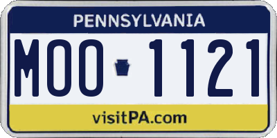 PA license plate MOO1121