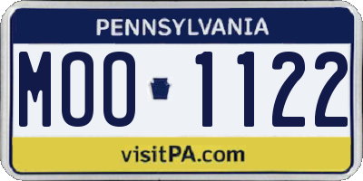 PA license plate MOO1122
