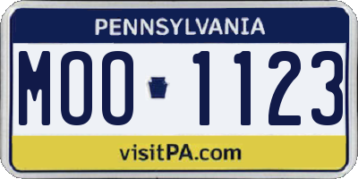 PA license plate MOO1123