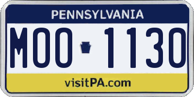PA license plate MOO1130