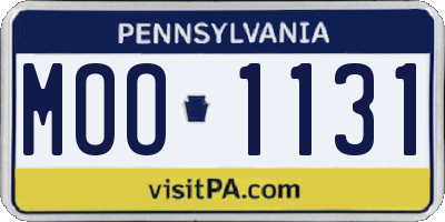 PA license plate MOO1131