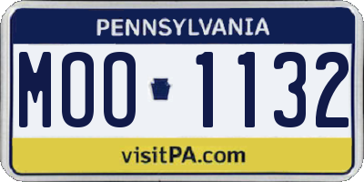 PA license plate MOO1132