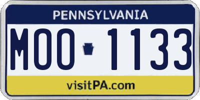 PA license plate MOO1133