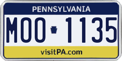 PA license plate MOO1135