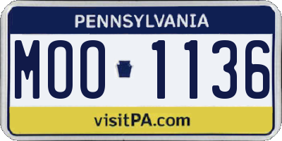 PA license plate MOO1136