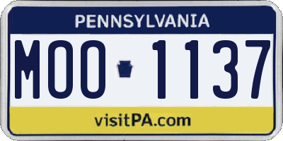 PA license plate MOO1137