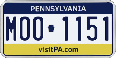 PA license plate MOO1151