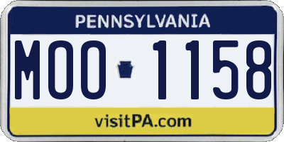 PA license plate MOO1158