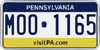 PA license plate MOO1165