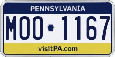 PA license plate MOO1167