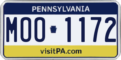 PA license plate MOO1172