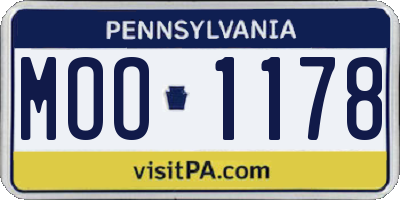 PA license plate MOO1178