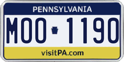 PA license plate MOO1190
